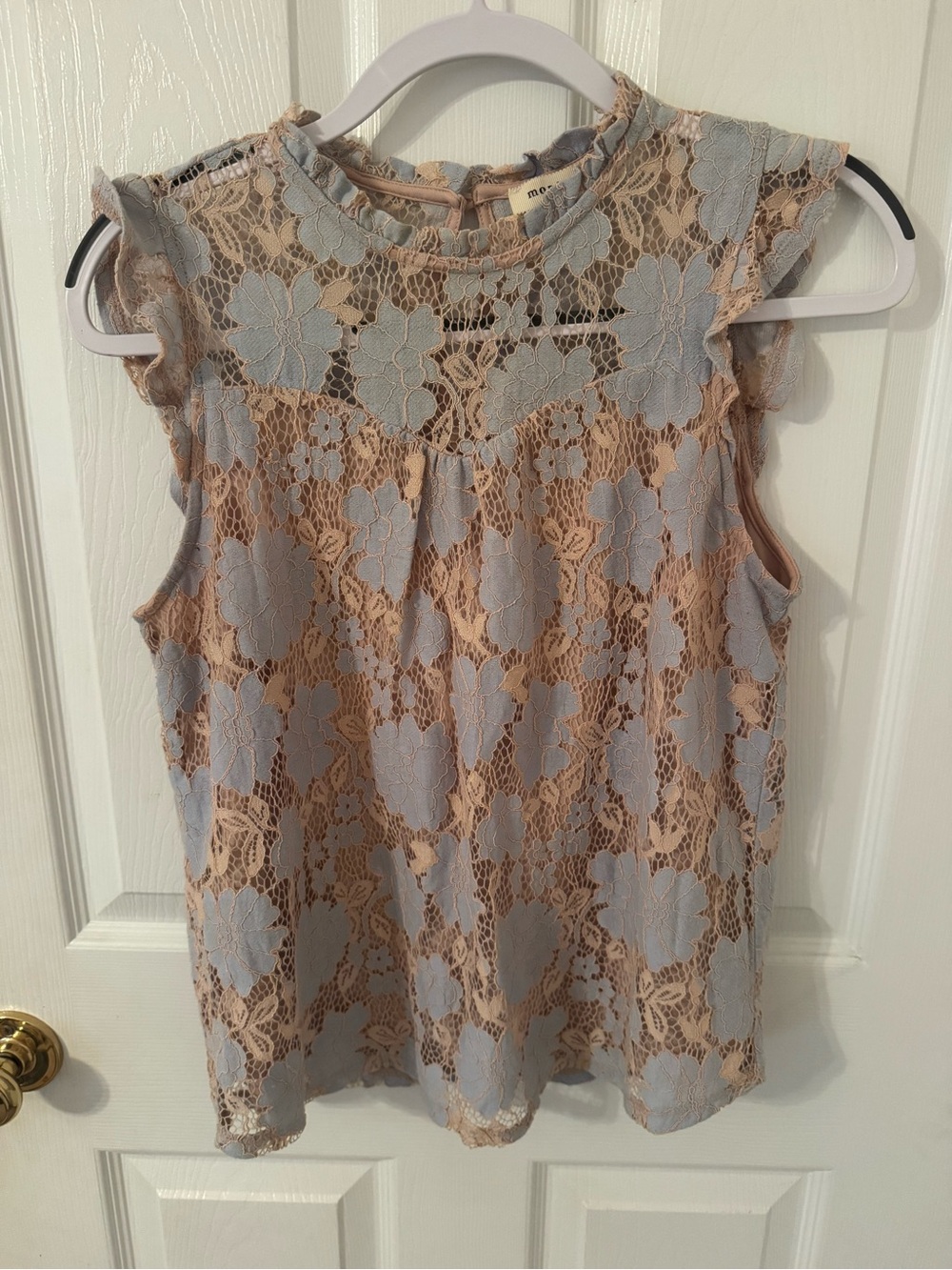 Monteau Lace Overlay Camisole in Blush and Dusty Blue